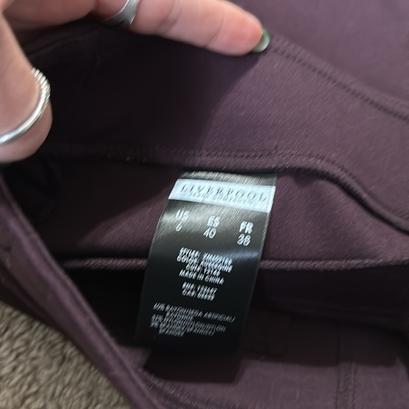 Liverpool Jeans Purple Mini Stretch Zippered Pocket Front Pencil Skirt Size 6 - Picture 5 of 6